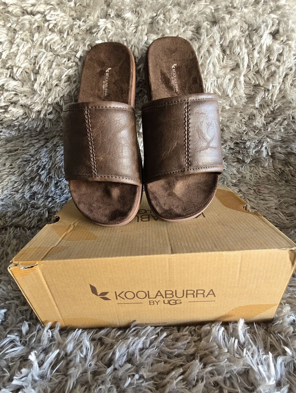 Koolaburra Brown Suede Slide Sandals for Men TREEVE